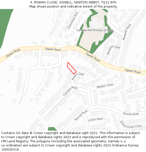 4, ROWAN CLOSE, OGWELL, NEWTON ABBOT, TQ12 6YN: Location map and indicative extent of plot
