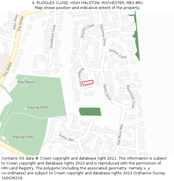 4, RUGGLES CLOSE, HIGH HALSTOW, ROCHESTER, ME3 8RU: Location map and indicative extent of plot