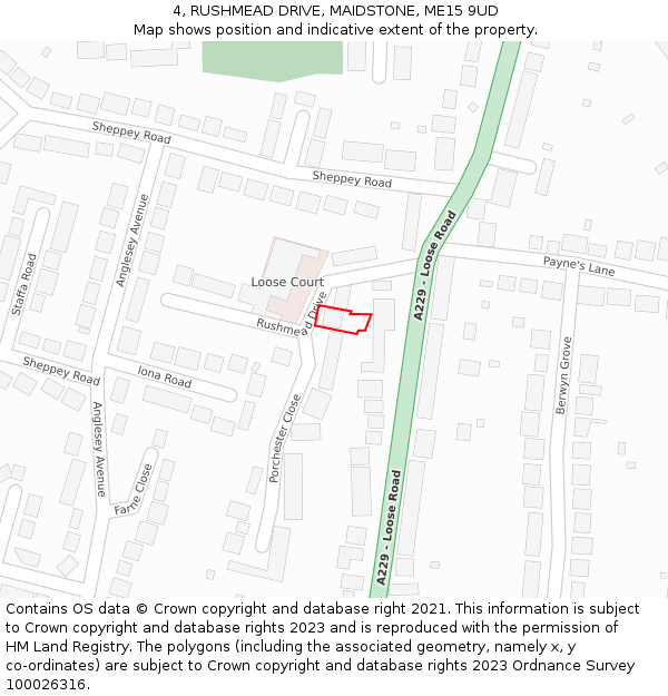 4, RUSHMEAD DRIVE, MAIDSTONE, ME15 9UD: Location map and indicative extent of plot