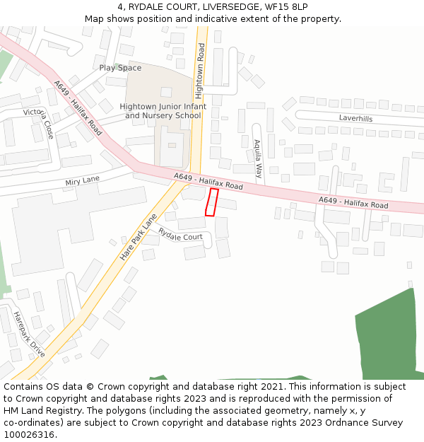 4, RYDALE COURT, LIVERSEDGE, WF15 8LP: Location map and indicative extent of plot