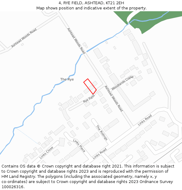4, RYE FIELD, ASHTEAD, KT21 2EH: Location map and indicative extent of plot