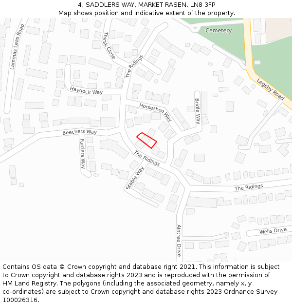 4, SADDLERS WAY, MARKET RASEN, LN8 3FP: Location map and indicative extent of plot