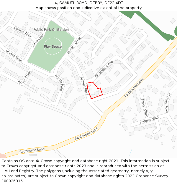4, SAMUEL ROAD, DERBY, DE22 4DT: Location map and indicative extent of plot