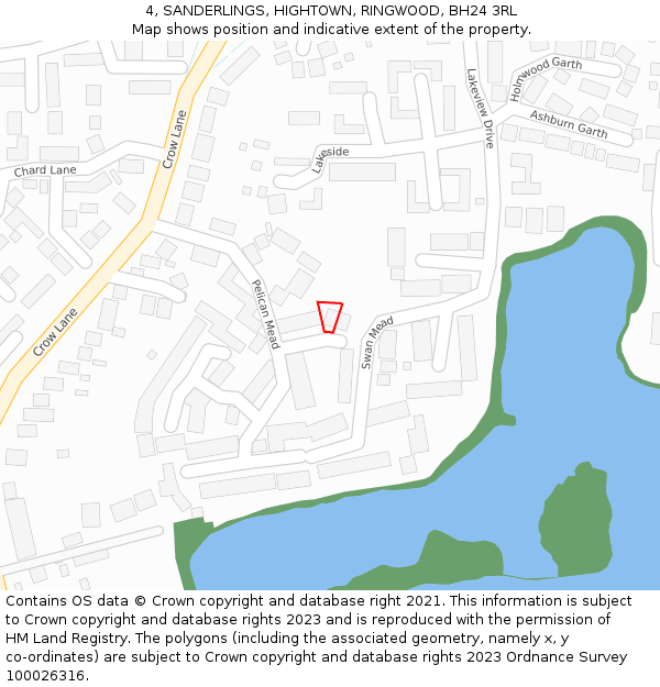 4, SANDERLINGS, HIGHTOWN, RINGWOOD, BH24 3RL: Location map and indicative extent of plot