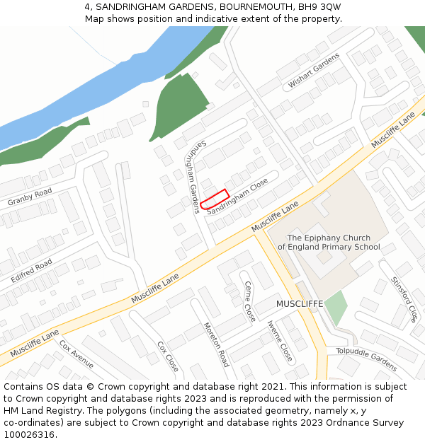 4, SANDRINGHAM GARDENS, BOURNEMOUTH, BH9 3QW: Location map and indicative extent of plot