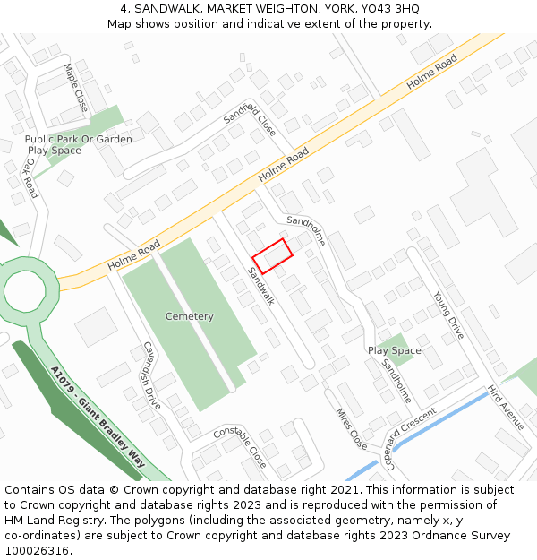 4, SANDWALK, MARKET WEIGHTON, YORK, YO43 3HQ: Location map and indicative extent of plot