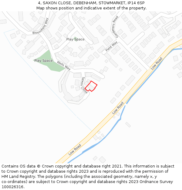 4, SAXON CLOSE, DEBENHAM, STOWMARKET, IP14 6SP: Location map and indicative extent of plot