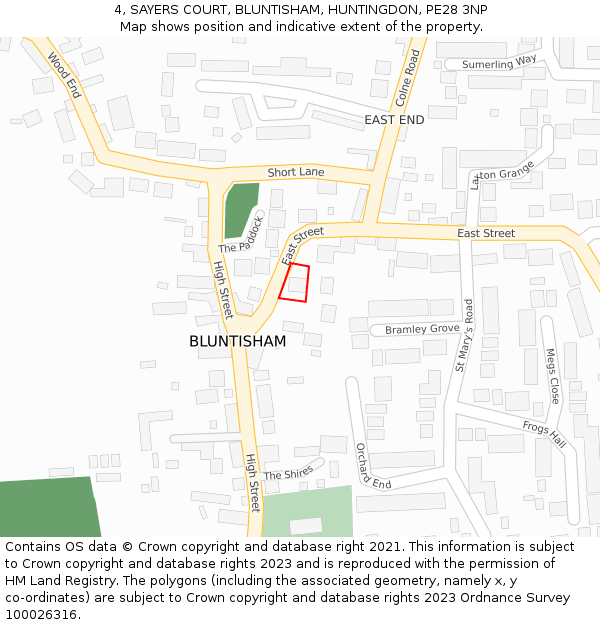 4, SAYERS COURT, BLUNTISHAM, HUNTINGDON, PE28 3NP: Location map and indicative extent of plot