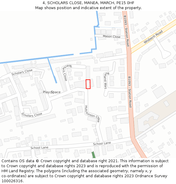 4, SCHOLARS CLOSE, MANEA, MARCH, PE15 0HF: Location map and indicative extent of plot