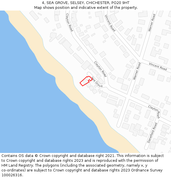 4, SEA GROVE, SELSEY, CHICHESTER, PO20 9HT: Location map and indicative extent of plot