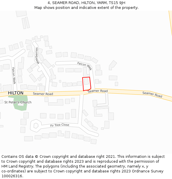 4, SEAMER ROAD, HILTON, YARM, TS15 9JH: Location map and indicative extent of plot