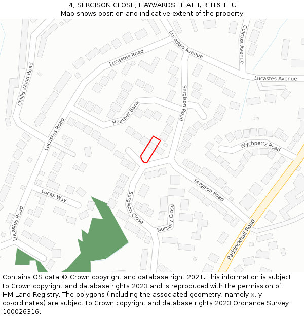 4, SERGISON CLOSE, HAYWARDS HEATH, RH16 1HU: Location map and indicative extent of plot