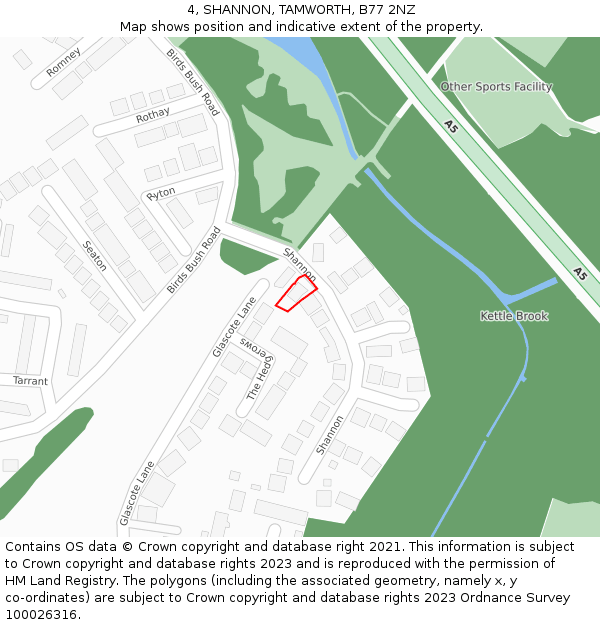 4, SHANNON, TAMWORTH, B77 2NZ: Location map and indicative extent of plot