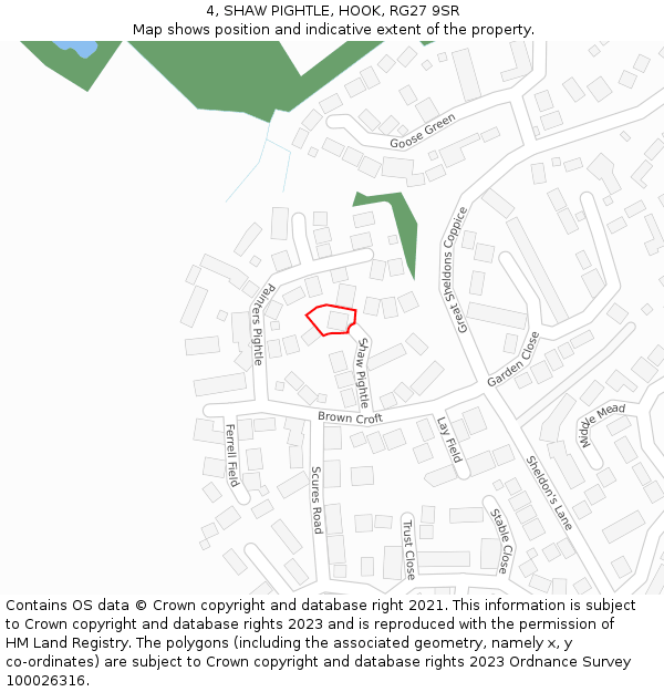 4, SHAW PIGHTLE, HOOK, RG27 9SR: Location map and indicative extent of plot