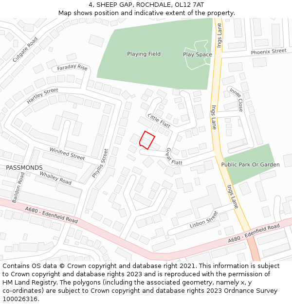 4, SHEEP GAP, ROCHDALE, OL12 7AT: Location map and indicative extent of plot