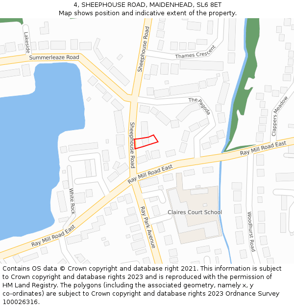 4, SHEEPHOUSE ROAD, MAIDENHEAD, SL6 8ET: Location map and indicative extent of plot