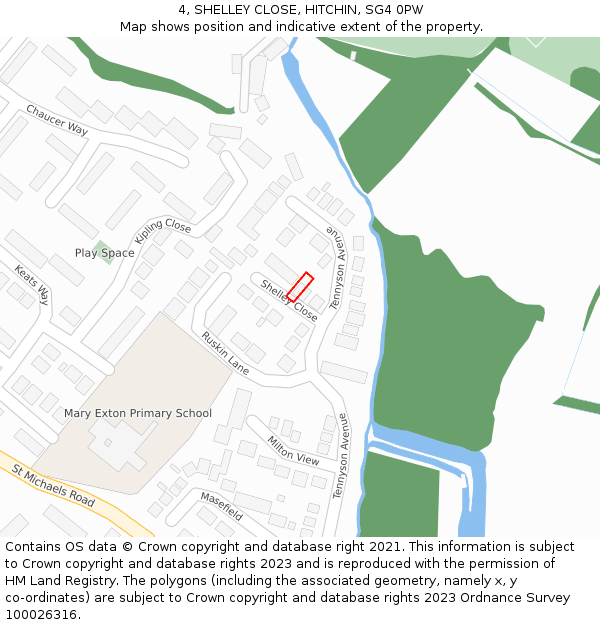 4, SHELLEY CLOSE, HITCHIN, SG4 0PW: Location map and indicative extent of plot