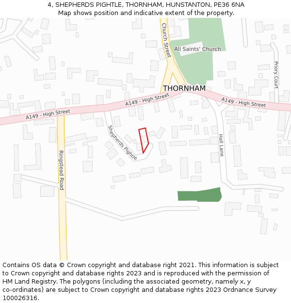 4, SHEPHERDS PIGHTLE, THORNHAM, HUNSTANTON, PE36 6NA: Location map and indicative extent of plot
