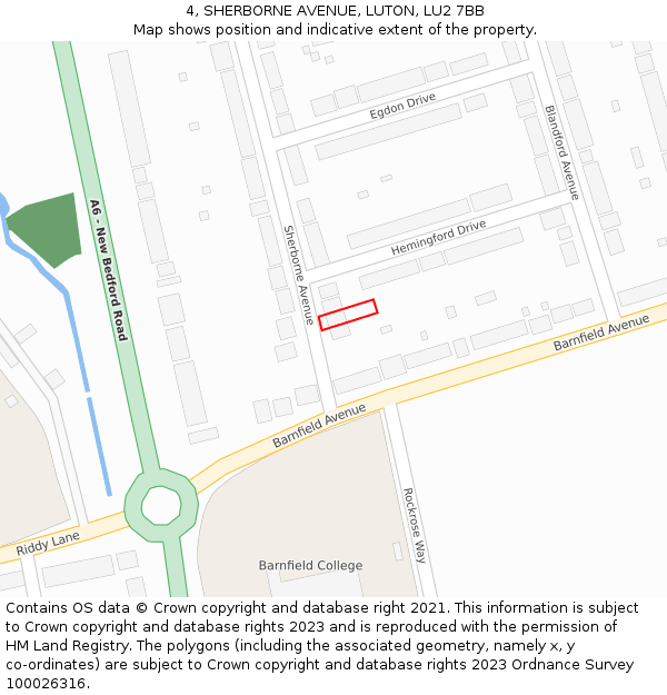 4, SHERBORNE AVENUE, LUTON, LU2 7BB: Location map and indicative extent of plot