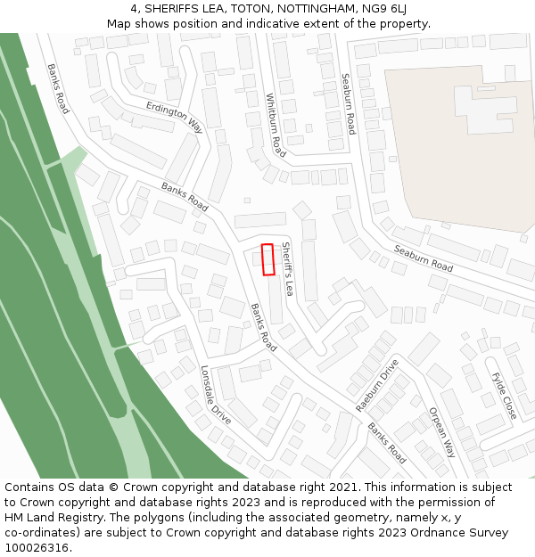 4, SHERIFFS LEA, TOTON, NOTTINGHAM, NG9 6LJ: Location map and indicative extent of plot