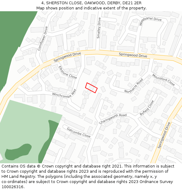 4, SHERSTON CLOSE, OAKWOOD, DERBY, DE21 2ER: Location map and indicative extent of plot