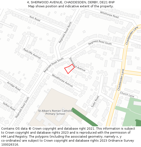 4, SHERWOOD AVENUE, CHADDESDEN, DERBY, DE21 6NP: Location map and indicative extent of plot