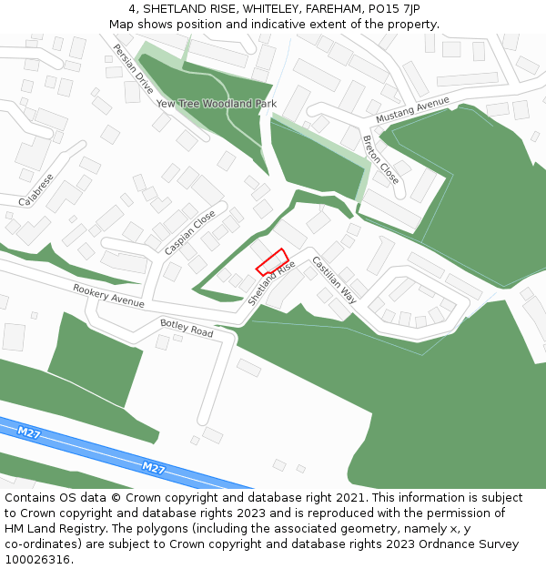 4, SHETLAND RISE, WHITELEY, FAREHAM, PO15 7JP: Location map and indicative extent of plot