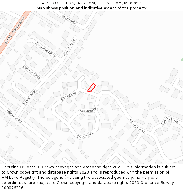4, SHOREFIELDS, RAINHAM, GILLINGHAM, ME8 8SB: Location map and indicative extent of plot
