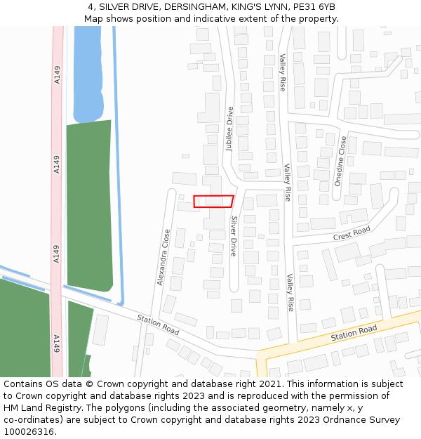 4, SILVER DRIVE, DERSINGHAM, KING'S LYNN, PE31 6YB: Location map and indicative extent of plot