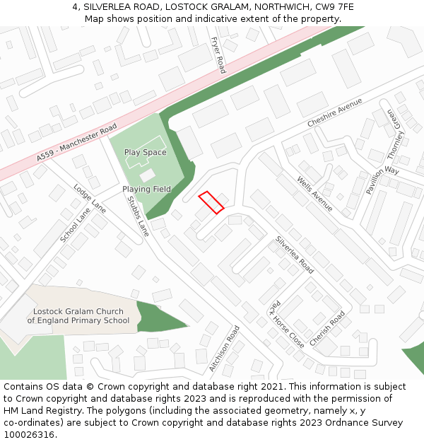 4, SILVERLEA ROAD, LOSTOCK GRALAM, NORTHWICH, CW9 7FE: Location map and indicative extent of plot