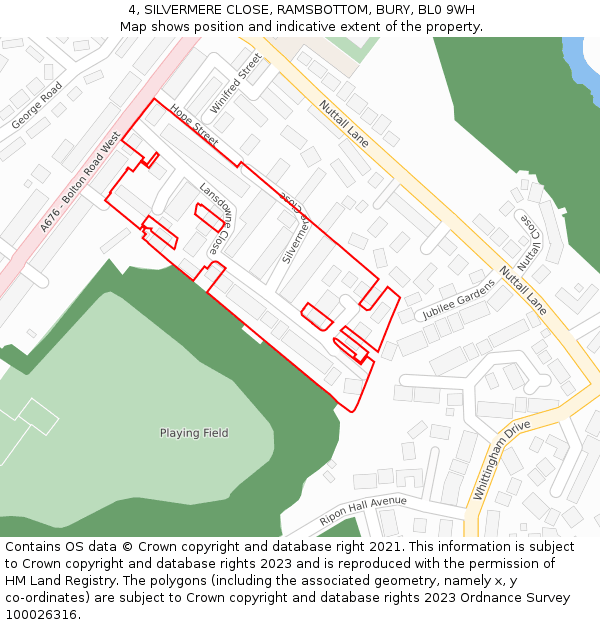4, SILVERMERE CLOSE, RAMSBOTTOM, BURY, BL0 9WH: Location map and indicative extent of plot