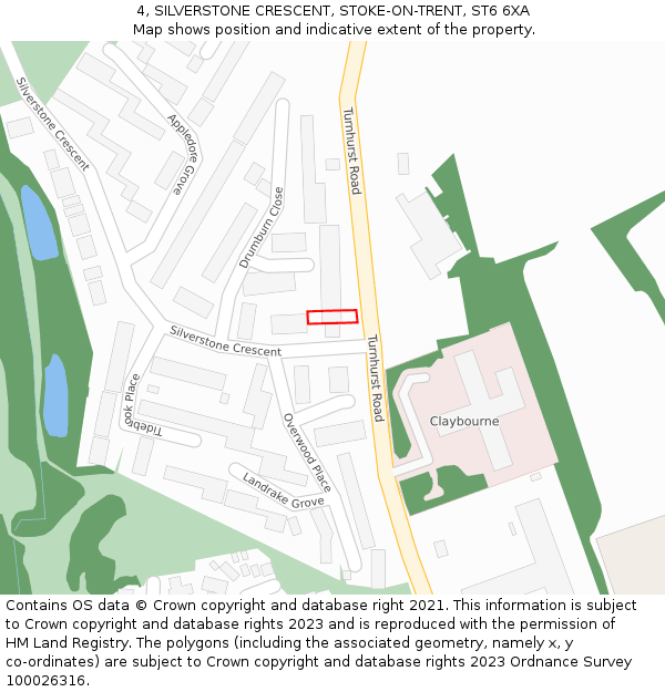 4, SILVERSTONE CRESCENT, STOKE-ON-TRENT, ST6 6XA: Location map and indicative extent of plot