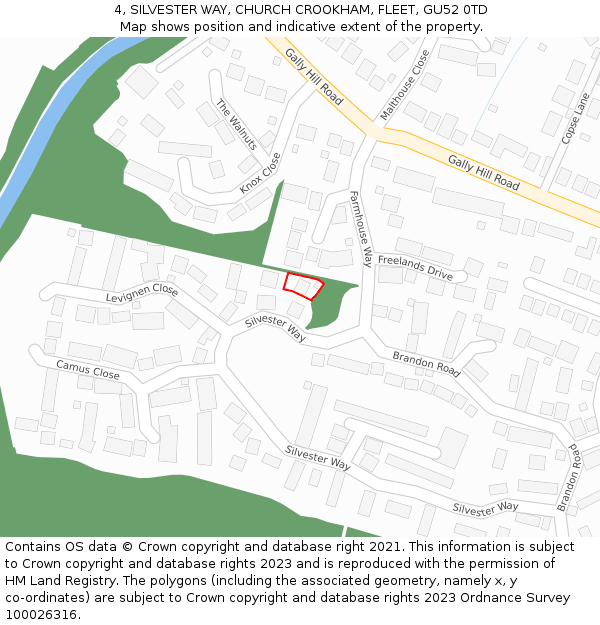 4, SILVESTER WAY, CHURCH CROOKHAM, FLEET, GU52 0TD: Location map and indicative extent of plot