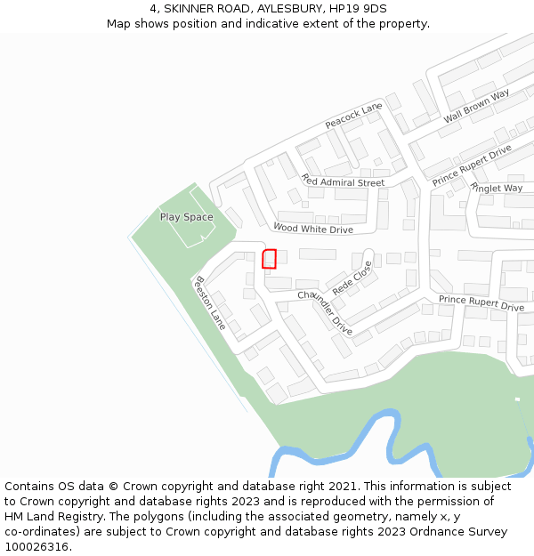 4, SKINNER ROAD, AYLESBURY, HP19 9DS: Location map and indicative extent of plot