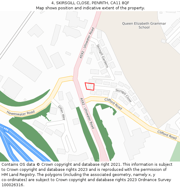 4, SKIRSGILL CLOSE, PENRITH, CA11 8QF: Location map and indicative extent of plot