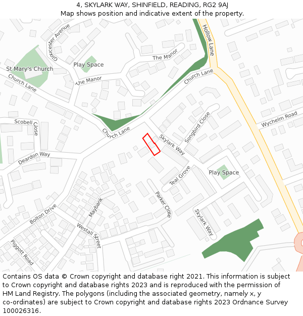 4, SKYLARK WAY, SHINFIELD, READING, RG2 9AJ: Location map and indicative extent of plot