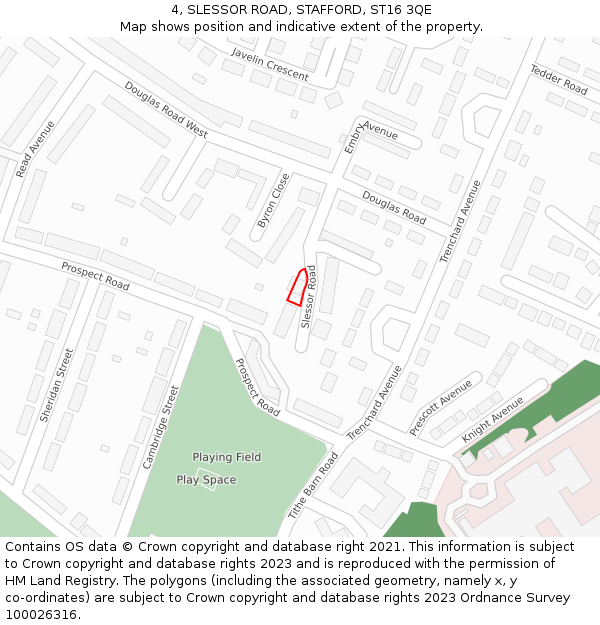 4, SLESSOR ROAD, STAFFORD, ST16 3QE: Location map and indicative extent of plot