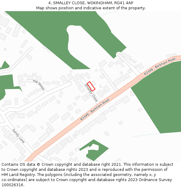 4, SMALLEY CLOSE, WOKINGHAM, RG41 4AP: Location map and indicative extent of plot