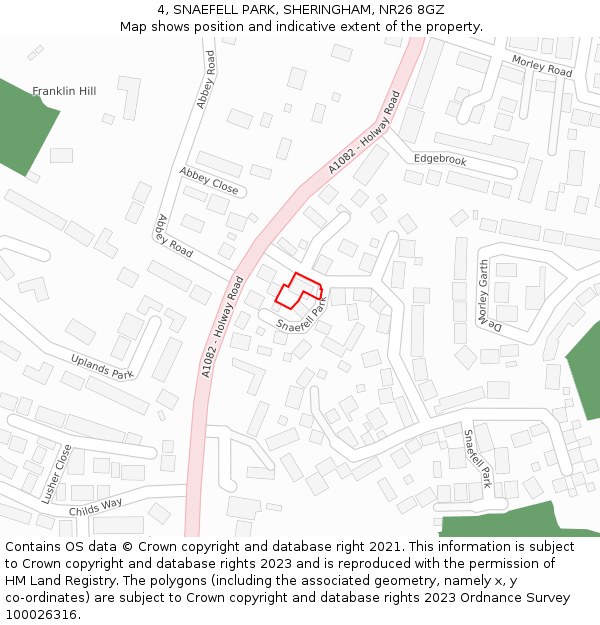 4, SNAEFELL PARK, SHERINGHAM, NR26 8GZ: Location map and indicative extent of plot