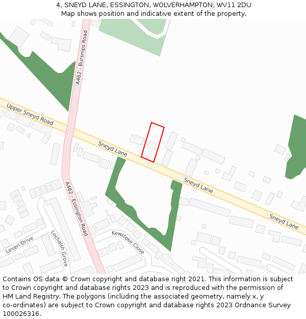 4, SNEYD LANE, ESSINGTON, WOLVERHAMPTON, WV11 2DU: Location map and indicative extent of plot