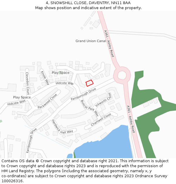 4, SNOWSHILL CLOSE, DAVENTRY, NN11 8AA: Location map and indicative extent of plot