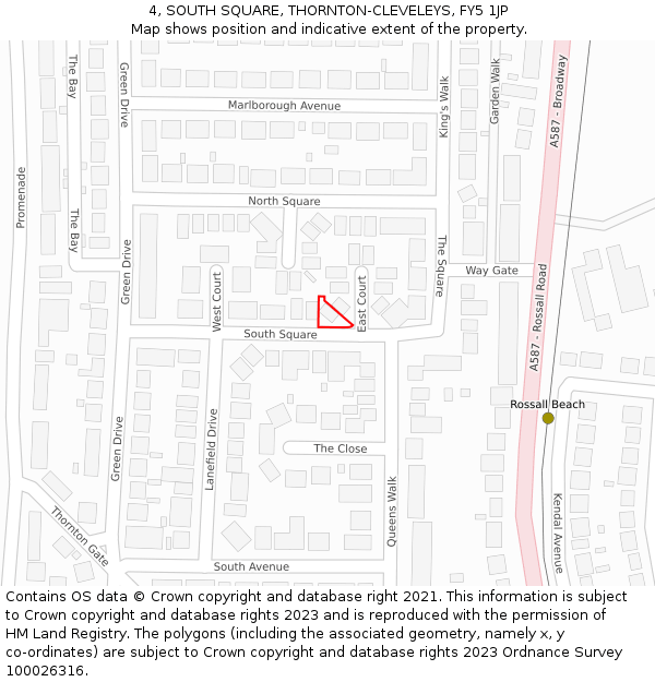 4, SOUTH SQUARE, THORNTON-CLEVELEYS, FY5 1JP: Location map and indicative extent of plot