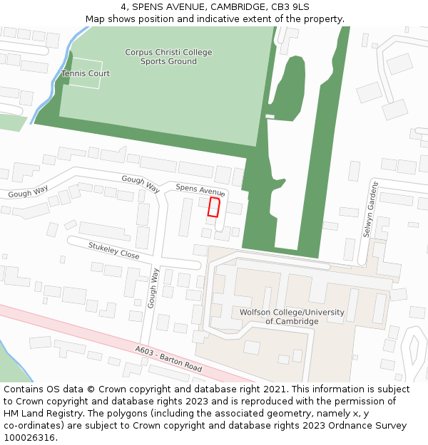 4, SPENS AVENUE, CAMBRIDGE, CB3 9LS: Location map and indicative extent of plot