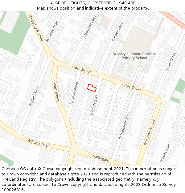 4, SPIRE HEIGHTS, CHESTERFIELD, S40 4BF: Location map and indicative extent of plot
