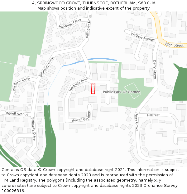 4, SPRINGWOOD GROVE, THURNSCOE, ROTHERHAM, S63 0UA: Location map and indicative extent of plot