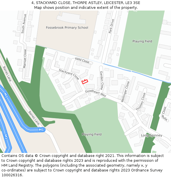 4, STACKYARD CLOSE, THORPE ASTLEY, LEICESTER, LE3 3SE: Location map and indicative extent of plot