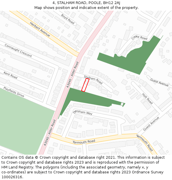 4, STALHAM ROAD, POOLE, BH12 2AJ: Location map and indicative extent of plot