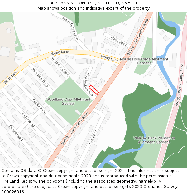 4, STANNINGTON RISE, SHEFFIELD, S6 5HH: Location map and indicative extent of plot