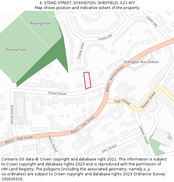 4, STEAD STREET, ECKINGTON, SHEFFIELD, S21 4FY: Location map and indicative extent of plot