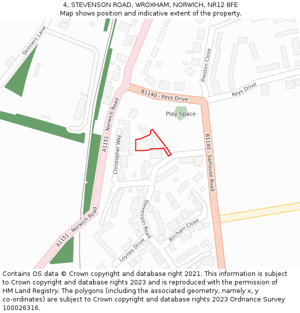 4, STEVENSON ROAD, WROXHAM, NORWICH, NR12 8FE: Location map and indicative extent of plot